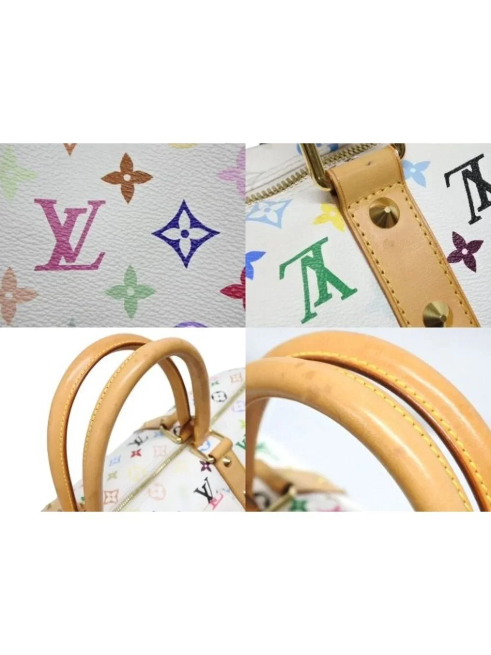 Louis Vuitton Keepall 45 Boston Bag Monogram Multicolor White Takashi Murakami